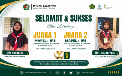 Siswa MTs As-Salafiyah Torehkan Prestasi Gemilang di Olimpiade MIPA dan Soshum (GESWARA2026)